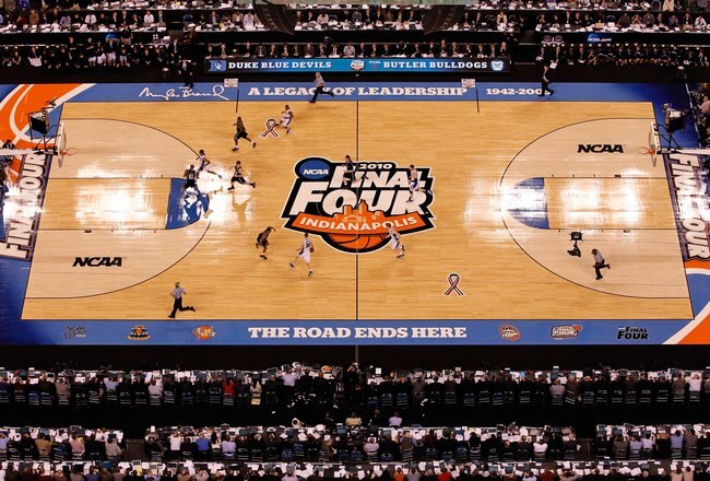INDIANAPOLIS - APRIL 05:  A general view of the Butler Bulldogs playing against the Duke Blue Devils during the 2010 NCAA Division I Men's Basketball National Championship game at Lucas Oil Stadium on April 5, 2010 in Indianapolis, Indiana.  (Photo by Kevin C. Cox/Getty Images)
