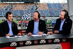 JOLIET, IL - JULY 12:  (L-R) Kyle Busch, driver of the #18 M&M's Toyota, appears on air with Marc Fein, Larry McReynolds and Kyle Petty prior to the start of the NASCAR Sprint Cup Series LifeLock.com 400 on July 12, 2008 at Chicagoland Speedway in Joliet, Illinois.  (Photo by Rusty Jarrett/Getty Images for NASCAR)