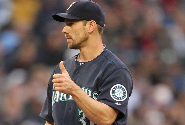 SEATTLE - APRIL 30:  Starting pitcher Cliff Lee #36 of the Seattle Mariners pitches against the Texas Rangers at Safeco Field on April 30, 2010 in Seattle, Washington. (Photo by Otto Greule Jr/Getty Images)