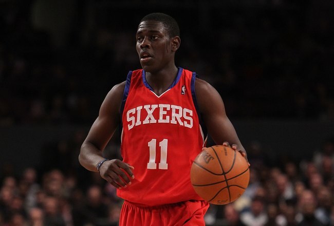 NEW YORK - MARCH 19:  Jrue Holiday #11 of the Philadelphia 76ers dribbles the ball against the New York Knicks at Madison Square Garden on March 19, 2010 in New York City. NOTE TO USER: User expressly acknowledges and agrees that, by downloading and or using this photograph, User is consenting to the terms and conditions of the Getty Images License Agreement.  (Photo by Nick Laham/Getty Images)