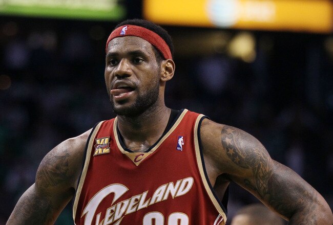 BOSTON - MAY 13:  LeBron James #23 of the Cleveland Cavaliers stands by in the fourth quarter against the Boston Celtics during Game Six of the Eastern Conference Semifinals of the 2010 NBA playoffs at TD Garden on May 13, 2010 in Boston, Massachusetts. The Celtics defeated the Cavaliers 94-85.  NOTE TO USER: User Expressly Acknowledges and agrees that, by downloading and or using this photograph, User is consenting to the terms and conditions of the Getty Images License Agreement.  (Photo by Elsa/Getty Images)