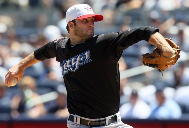 NEW YORK - JULY 04:  Brandon Morrow #23 of the Toronto Blue Jays delivers a pitch against the New York Yankees on July 4, 2010 at Yankee Stadium in the Bronx borough of New York City.  (Photo by Jim McIsaac/Getty Images)