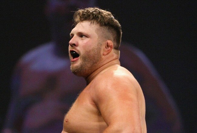 UNCASVILLE, CT - MAY 16: Roy Nelson (White Trunks) of the Lions Den celebrates after beating Brad Imes MilesTech Fighting System during their bout presented by the International Fighting League at the Mohegan Sun Arena May 16, 2008 in Uncasville, Connecticut.  (Photo by Al Bello/Getty Images)