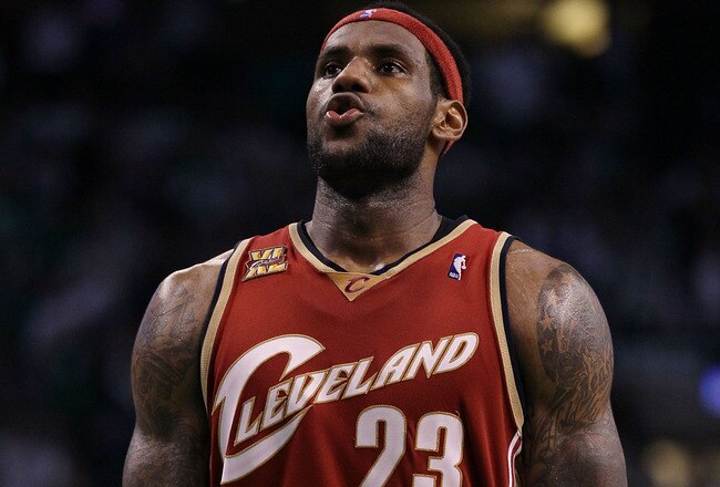 BOSTON - MAY 13:  LeBron James #23 of the Cleveland Cavaliers prepares to shoot a free throw in the fourth quarter against the Boston Celtics during Game Six of the Eastern Conference Semifinals of the 2010 NBA playoffs at TD Garden on May 13, 2010 in Boston, Massachusetts. The Celtics defeated the Cavaliers 94-85.  NOTE TO USER: User Expressly Acknowledges and agrees that, by downloading and or using this photograph, User is consenting to the terms and conditions of the Getty Images License Agreement.  (Photo by Elsa/Getty Images)