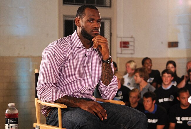 GREENWICH, CT - JULY 08:  LeBron James speaks at the LeBron James announcement of his future NBA plans at the Boys & Girls Club of America on July 8, 2010 in Greenwich, Connecticut. James announced during a live broadcast on ESPN that he will play for the Miami Heat next season. (Photo by Larry Busacca/Getty Images for Estabrook Group)