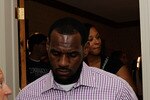 GREENWICH, CT - JULY 08:  (EXCLUSIVE COVERAGE)  Jim Gray of ESPN speaks with LeBron James at attends the LeBron James Pre Decision Meet and Greet on July 8, 2010 in Greenwich, Connecticut. Proceeds from tonight's 2.5 million dollar event will be donated to the Boys & Girls Clubs of America.  (Photo by Larry Busacca/Getty Images for Estabrook Group)
