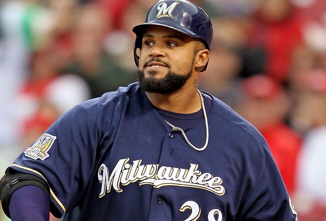 CINCINNATI - MAY 18:  Prince Fielder #28 of the Milwaukee Brewers is pictured after striking out during the game against the Cincinnati Reds at Great American Ball Park on May 18, 2010 in Cincinnati, Ohio.  (Photo by Andy Lyons/Getty Images)