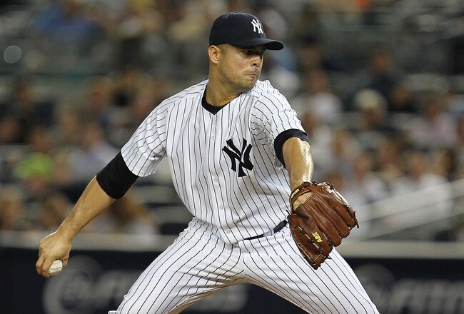 NEW YORK - JUNE 01:  Javier Vasquez #31 of the New York Yankees pitches against the Baltimore Orioles during their game on June 1, 2010 at Yankee Stadium in the Bronx Borough of New York City.  (Photo by Al Bello/Getty Images)