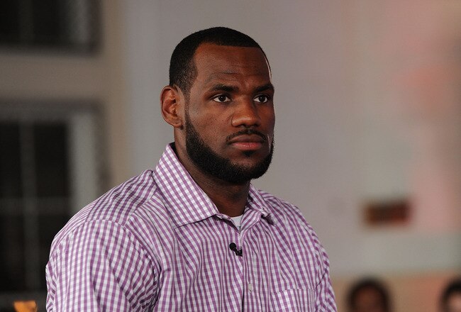 GREENWICH, CT - JULY 08:  LeBron James speaks at the LeBron James announcement of his future NBA plans at the Boys & Girls Club of America on July 8, 2010 in Greenwich, Connecticut. James announced during a live broadcast on ESPN that he will play for the Miami Heat next season.  (Photo by Larry Busacca/Getty Images for Estabrook Group)
