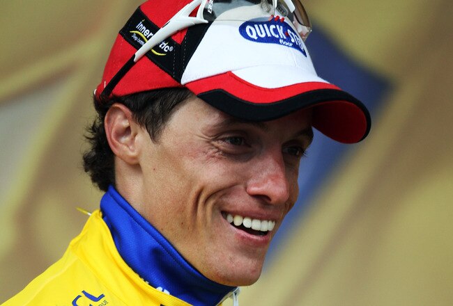 SPA, BELGIUM - JULY 05:  Sylvain Chavanel of France and Quick Step smiles after becoming the new race leader and yellow jersey holder after winning stage two of the 2010 Tour de France from Brussels to Spa on July 5, 2010 in Spa, Belgium.  (Photo by Bryn Lennon/Getty Images)