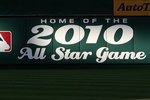 ANAHEIM, CA - AUGUST 12:  A banner for the Los Angeles Angels of Anaheim AL West championships and 2010 All Star Game preview are seen on the wall before the game against the Seattle Mariners at Angel Stadium on August 12, 2008 in Anaheim, California.   The Angels defeated the Mariners 7-3.  (Photo by Christian Petersen/Getty Images)