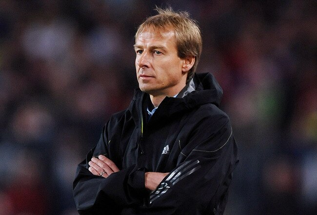 BARCELONA, SPAIN - APRIL 08:  (FILE PHOTO) Head coach Jurgen Klinsmann of Bayern Munich follows his players during the UEFA Champions League quarter final first leg match between FC Barcelona and FC Bayern Munich at the Camp Nou stadium on April 8, 2009 in Barcelona, Spain. Today former head coach Juergen Klinsmann and FC Bayern Muenchen AG announced the immediate ending of their contract, which was supposed to last until 30 June 2010.  (Photo by Jasper Juinen/Getty Images)