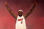 MIAMI - JULY 09:  LeBron James #6 of the Miami Heat is introduced during a welcome party at American Airlines Arena on July 9, 2010 in Miami, Florida.  (Photo by Marc Serota/Getty Images)