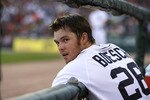 DETROIT - JULY 02:  Brennan Boesch #26 of the Detroit Tigers watches the action during the third inning of the game against the Seattle Marines on July 2, 2010 at Comerica Park in Detroit, Michigan. The Tigers defeated the Mariners 7-1.   (Photo by Leon Halip/Getty Images)