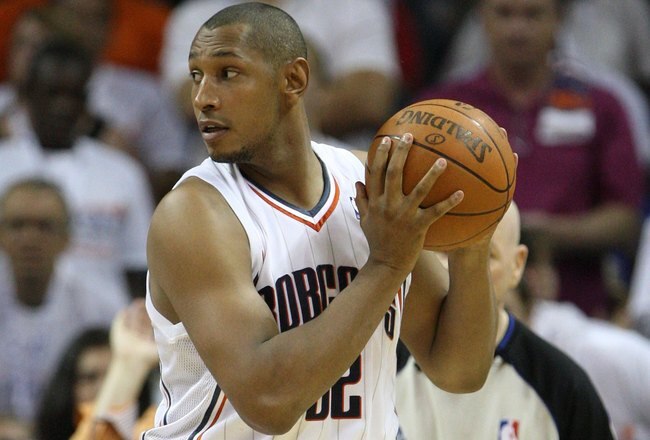 CHARLOTTE - APRIL 24:  Forward Boris Diaw #32 of the Charlotte Bobcats looks to pass during Game Three of the Eastern Conference Quarterfinals against the Orlando Magic during the 2010 NBA Playoffs at Time Warner Cable Arena on April 24, 2010 in Charlotte, North Carolina. NOTE TO USER: User expressly acknowledges and agrees that, by downloading and/or using this photograph, user is consenting to the terms and conditions of the Getty Images License Agreement.  The Magic beat the Bobcats 90-86.  (Photo by Mike Zarrilli/Getty Images)