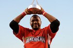 ANAHEIM, CA - JULY 12:  American League All-Star David Ortiz #34 of the Boston Red Sox winner of the 2010 State Farm Home Run Derby during All-Star Weekend at Angel Stadium of Anaheim on July 12, 2010 in Anaheim, California.  (Photo by Lisa Blumenfeld/Getty Images)