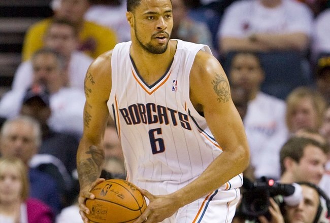 CHARLOTTE, NC - APRIL 26: Tyson Chandler #6 of the Charlotte Bobcats looks to pass the ball after grabbing a rebound against the Orlando Magic at Time Warner Cable Arena on April 26, 2010 in Charlotte, North Carolina.  The Magic defeated the Bobcats 99-90 to complete the four game sweep.  NOTE TO USER: User expressly acknowledges and agrees that, by downloading and or using this Photograph, user is consenting to the terms and conditions of the Getty Images License Agreement.   (Photo by Brian A. Westerholt/Getty Images)