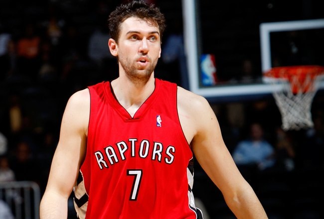 ATLANTA - DECEMBER 02:  Andrea Bargnani #7 of the Toronto Raptors against the Atlanta Hawks at Philips Arena on December 2, 2009 in Atlanta, Georgia.  NOTE TO USER: User expressly acknowledges and agrees that, by downloading and/or using this Photograph, User is consenting to the terms and conditions of the Getty Images License Agreement.  (Photo by Kevin C. Cox/Getty Images)