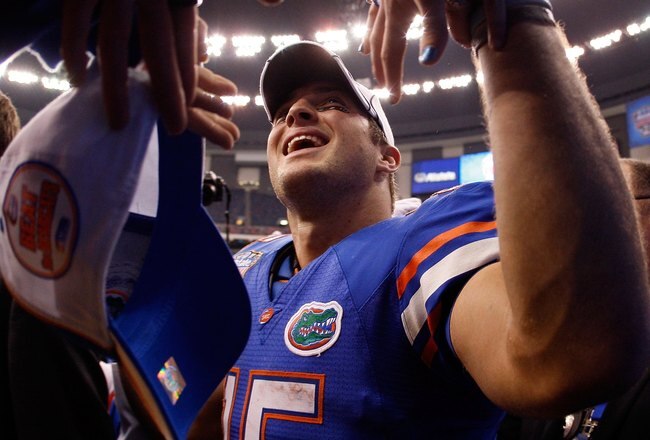 NEW ORLEANS - JANUARY 01:  Tim Tebow #15 of the Florida Gators walks off the field after defeating the Cincinnati Bearcats 51-24 in the Allstate Sugar Bowl at the Louisana Superdome on January 1, 2010 in New Orleans, Louisiana.   (Photo by Chris Graythen/Getty Images)