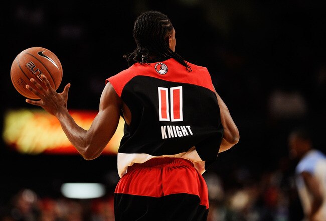 NEW YORK - APRIL 17:  Brandon Knight #11 of East Team holds the basketball during the National Game at the 2010 Jordan Brand classic at Madison Square Garden on April 17, 2010 in New York City.  (Photo by Jeff Zelevansky/Getty Images for Jordan Brand Classic)