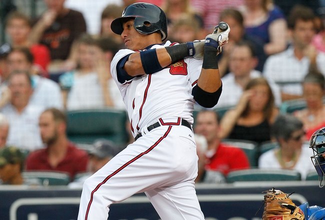 ATLANTA - JUNE 19:  Yunel Escobar # #19 of the Atlanta Braves against the Kansas City Royals at Turner Field on June 19, 2010 in Atlanta, Georgia.  (Photo by Kevin C. Cox/Getty Images)