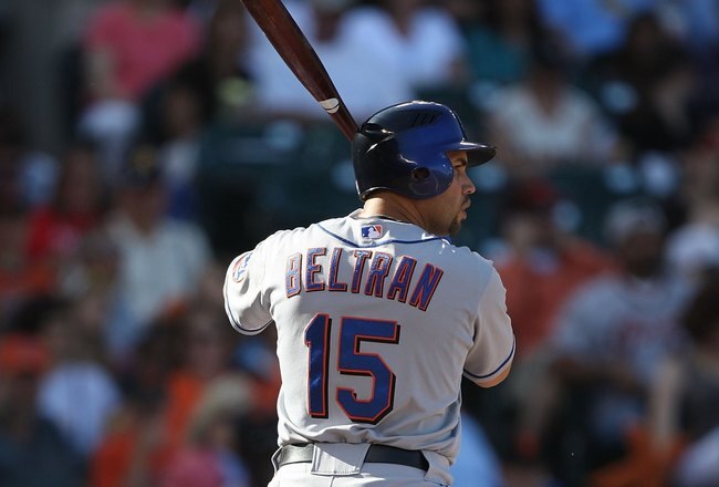 SAN FRANCISCO - MAY 17:  Carlos Beltran #15 of the New York Mets bats against the San Francisco Giants during a Major League Baseball game on May17, 2009 at AT&T Park in San Francisco, California.  (Photo by Jed Jacobsohn/Getty Images)