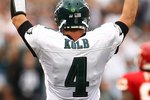 PHILADELPHIA - SEPTEMBER 27: Kevin Kolb #4 of the Philadelphia Eagles celebrates a touchdown against the Kansas City Chiefs on September 27, 2009 at Lincoln Financial Field in Philadelphia, Pennsylvania.  (Photo by Chris McGrath/Getty Images)