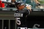 CHICAGO - JUNE 10: Gordon Beckham #15 of the Chicago White Sox takes a swing against the Detriot Tigers at U.S. Cellular Field on June 10, 2010 in Chicago, Illinois. The White Sox defeated the Tigers 3-0. (Photo by Jonathan Daniel/Getty Images)
