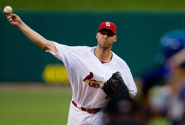 ST. LOUIS - JULY 15:  Starting pitcher Chris Carpenter #29 of the St. Louis Cardinals throws against the Los Angeles Dodgers at Busch Stadium on July 15, 2010 in St. Louis, Missouri.  (Photo by Dilip Vishwanat/Getty Images)
