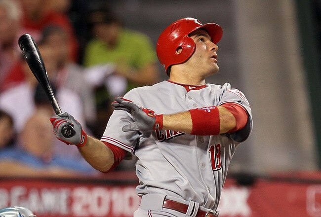 ANAHEIM, CA - JULY 13:  National League All-Star Joey Votto #19 of the Cincinnati Reds at bat during the 81st MLB All-Star Game at Angel Stadium of Anaheim on July 13, 2010 in Anaheim, California.  (Photo by Stephen Dunn/Getty Images)