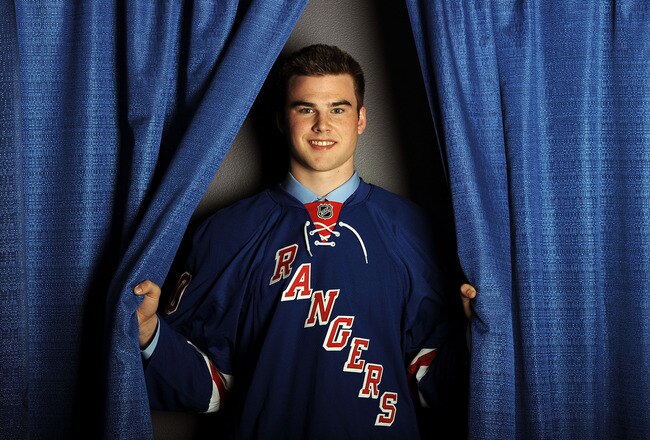 LOS ANGELES, CA - JUNE 25:  Dylan McIlrath, drafted tenth overall by the New York Rangers poses for a portrait during the 2010 NHL Entry Draft at Staples Center on June 25, 2010 in Los Angeles, California.  (Photo by Harry How/Getty Images)