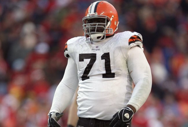 KANSAS CITY, MO - DECEMBER 20:  Ahtyba Rubin #71 of the Cleveland Browns looks on during their NFL game against the Kansas City Chiefs on December 20, 2009 at Arrowhead Stadium in Kansas City, Missouri. The Browns defeated the Chiefs 41-34. (Photo by Jamie Squire/Getty Images)