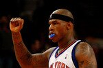NEW YORK - DECEMBER 22:  Al Harrington #7 of the New York Knicks celebrates a basket against the Chicago Bulls at Madison Square Garden on December 22, 2009 in New York City. NOTE TO USER: User expressly acknowledges and agrees that, by downloading and/or using this Photograph, User is consenting to the terms and conditions of the Getty Images License Agreement.  (Photo by Chris McGrath/Getty Images)