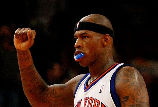 NEW YORK - DECEMBER 22:  Al Harrington #7 of the New York Knicks celebrates a basket against the Chicago Bulls at Madison Square Garden on December 22, 2009 in New York City. NOTE TO USER: User expressly acknowledges and agrees that, by downloading and/or using this Photograph, User is consenting to the terms and conditions of the Getty Images License Agreement.  (Photo by Chris McGrath/Getty Images)