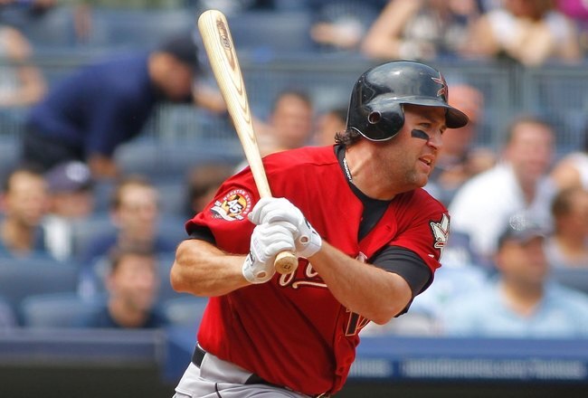 NEW YORK - JUNE 12:  Lance Berkman #17 of the Houston Astros hits against the New York Yankees on June 12, 2010 at Yankee Stadium in the Bronx borough of New York City.  (Photo by Mike Stobe/Getty Images)