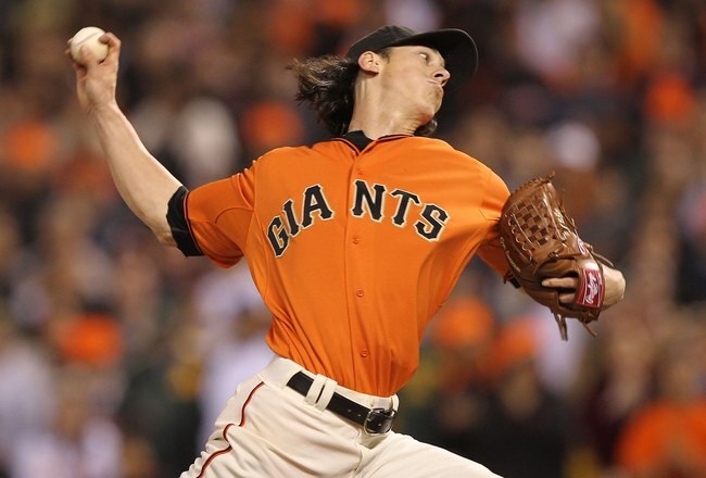 SAN FRANCISCO - JUNE 11:  Tim Lincecum #55 of the San Francisco Giants pitches against the Oakland Athletics during an MLB game at AT&T Park on June 11, 2010 in San Francisco, California.  (Photo by Jed Jacobsohn/Getty Images)