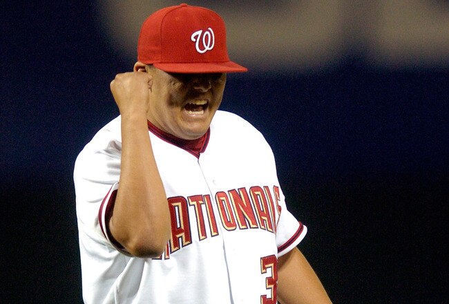 WASHINGTON - JUNE 22:  Chad Cordero #32 of the Washington Nationals celebrates after the final out against the Cleveland Indians at RFK Stadium June 22, 2007 in Washington, DC. The Nationals won the game 4-1.  (Photo by Greg Fiume/Getty Images)