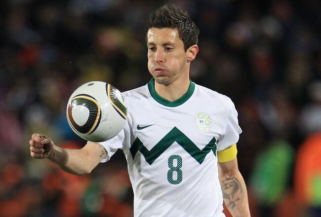 JOHANNESBURG, SOUTH AFRICA - JUNE 18:  Robert Koren of Slovenia in action during the 2010 FIFA World Cup South Africa Group C match between Slovenia and USA at Ellis Park Stadium on June 18, 2010 in Johannesburg, South Africa.  (Photo by David Cannon/Getty Images)
