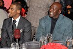 DALLAS - FEBRUARY 12:  NBA player Chris Paul (L) and Michael Jordan attend the Exclusive FABULOUS 23 Dinner hosted by Jordan Brand during All-Star Weekend on February 12, 2010 in Dallas, Texas.  (Photo by Charley Gallay/Getty Images for Jordan Brand)