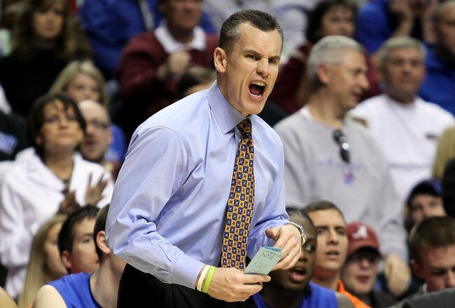 NASHVILLE, TN - MARCH 12:  Head coach Billy Donovan of the Florida Gators reacts as he coaches against the Mississippi State Bulldogs during the quarterfinals of the SEC Men's Basketball Tournament at the Bridgestone Arena on March 12, 2010 in Nashville, Tennessee.  (Photo by Andy Lyons/Getty Images)