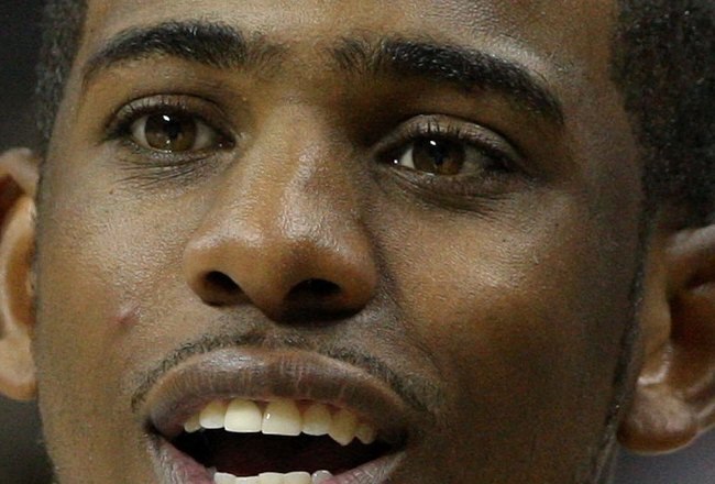 CHARLOTTE - APRIL 24:  New Orleans Hornets guard and former Wake Forest star Chris Paul talks on the court after Game Three of the Eastern Conference Quarterfinals between the Orlando Magic and the Charlotte Bobcats during the 2010 NBA Playoffs at Time Warner Cable Arena on April 24, 2010 in Charlotte, North Carolina. NOTE TO USER: User expressly acknowledges and agrees that, by downloading and/or using this photograph, user is consenting to the terms and conditions of the Getty Images License Agreement.  The Magic beat the Bobcats 90-86.  (Photo by Mike Zarrilli/Getty Images)