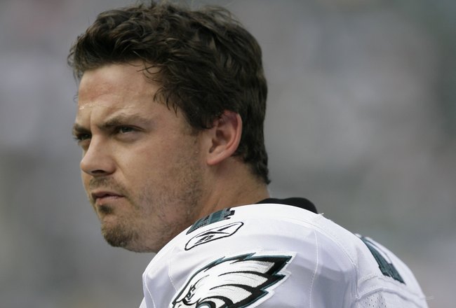 PHILADELPHIA - SEPTEMBER 21: Kevin Kolb #4 of the Philadelphia Eagles watches his team during pre-game warmups before their game against the Pittsburgh Steelers on September 21, 2008 at Lincoln Financial Field in Philadelphia, Pennsylvania. (Photo by Chris Gardner/Getty Images)