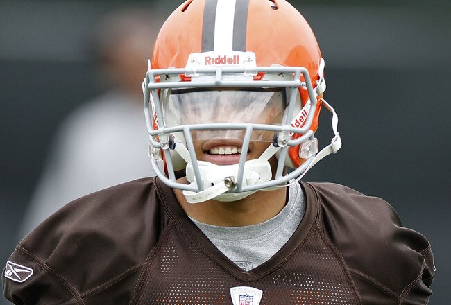 BEREA, OH - MAY 01:  Joe Haden #5 of the Cleveland Browns looks on during rookie mini camp at the Cleveland Browns Training and Administrative Complex on May 1, 2010 in Berea, Ohio.  (Photo by Gregory Shamus/Getty Images)