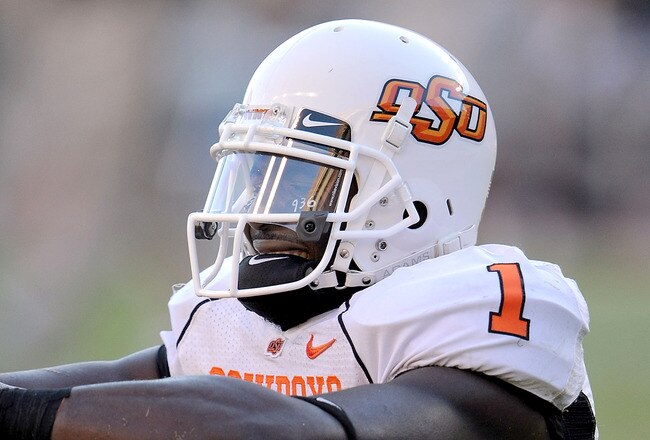 AUSTIN, TX - OCTOBER 25:  Wide receiver Dez Bryant #1 of the Oklahoma State Cowboys reacts after 24-28 loss against the Texas Longhorns at Texas Memorial Stadium on October 25, 2008 in Austin, Texas.  (Photo by Ronald Martinez/Getty Images)