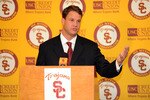 LOS ANGELES, CA - JANUARY 13:  New head coach of the USC Trojans Lane Kiffin is introduced during a press conference at Heritage Hall January 13, 2010 in Los Angeles, California.  (Photo by Harry How/Getty Images)