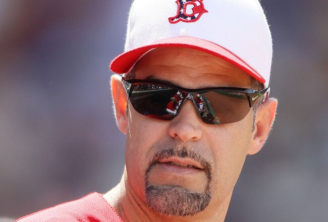 BOSTON - MAY 30:  Mike Lowell #25 of the Boston Red Sox wears a special edition hat in honor of Memorial Day as the Red Sox take on the Kansas City Royals on May 30, 2010 at Fenway Park in Boston, Massachusetts.  (Photo by Elsa/Getty Images)