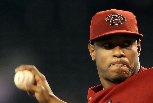 PHOENIX - JUNE 13:  Starting pitcher Edwin Jackson #36 of the Arizona Diamondbacks pitches against the St. Louis Cardinals during the Major League Baseball game at Chase Field on June 13, 2010 in Phoenix, Arizona. The Diamondbacks defeated the Cardinals 7-5. (Photo by Christian Petersen/Getty Images)