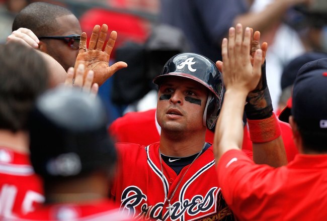 ATLANTA - JUNE 27:  Martin Prado #14 of the Atlanta Braves against the Detroit Tigers at Turner Field on June 27, 2010 in Atlanta, Georgia.  (Photo by Kevin C. Cox/Getty Images)