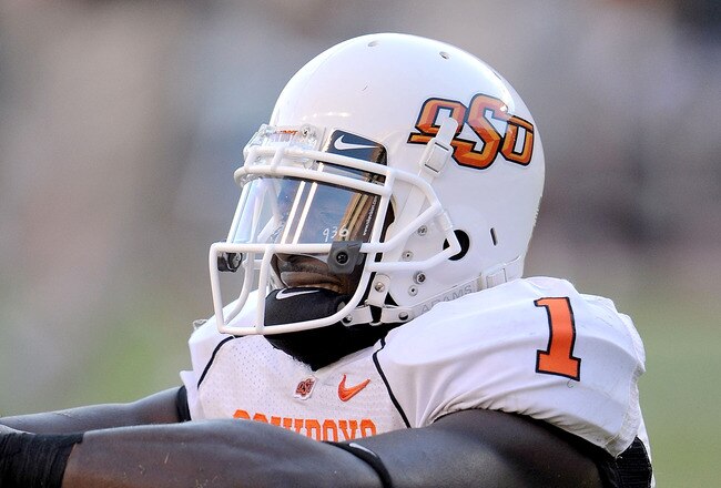 AUSTIN, TX - OCTOBER 25:  Wide receiver Dez Bryant #1 of the Oklahoma State Cowboys reacts after 24-28 loss against the Texas Longhorns at Texas Memorial Stadium on October 25, 2008 in Austin, Texas.  (Photo by Ronald Martinez/Getty Images)