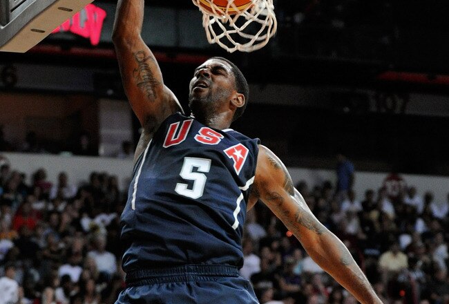 LAS VEGAS - JULY 24:  O.J. Mayo #5 of the 2010 USA Basketball Men's National Team dunks during a USA Basketball showcase at the Thomas & Mack Center on July 24, 2010 in Las Vegas, Nevada.  (Photo by Ethan Miller/Getty Images)